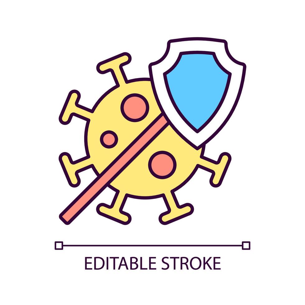 Covid insurance RGB color icon. Coronavirus treatment financial coverage. Protection during pandemic. Isolated vector illustration. Simple filled line drawing. Editable stroke. Arial font used