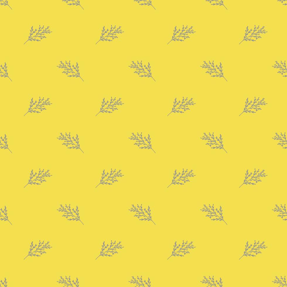 Vector seamless floral pattern. Ultimate Gray contouring elements on a Illuminating yellow background. Can be for wallpaper, tiles, fabrics and dishes