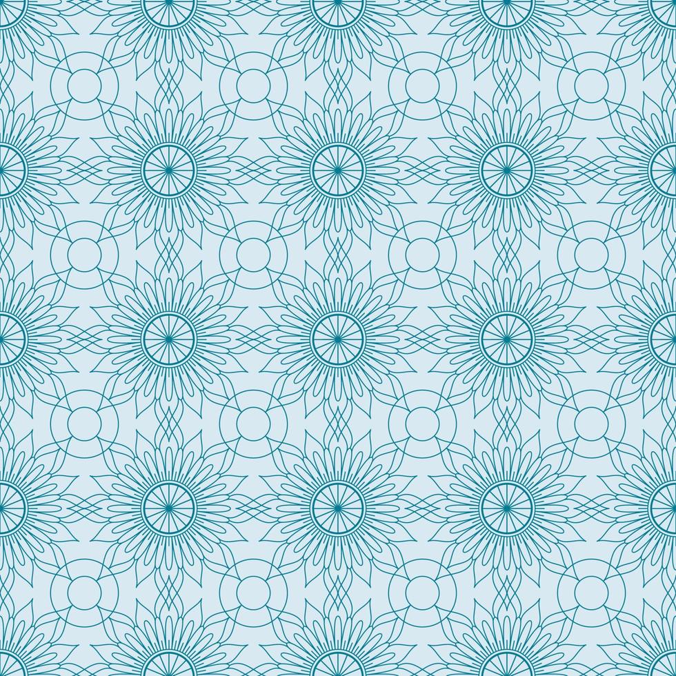 Ethnic tight vector pattern. Blue circle geometric mandalas. Can be used for design of fabric, covers, wallpapers, tiles.