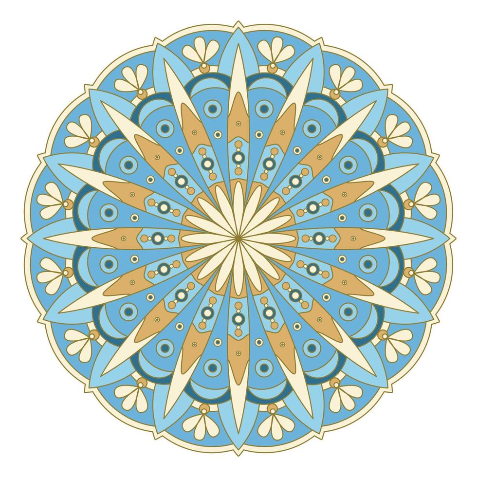 Mandala ornament vector. A symmetrical geometry color flower Ethnic draw vector