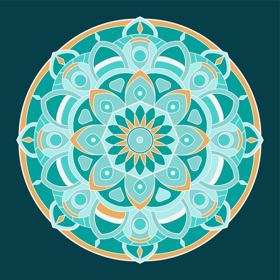 Mandala vector. A symmetrical round green monochrome ornament. Ethnic draw vector