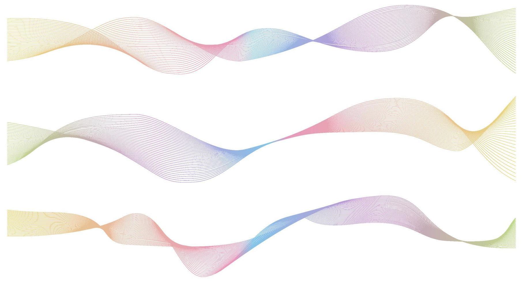 Set bright dynamic wave lines. Abstract background. Vector multicolored template for design.