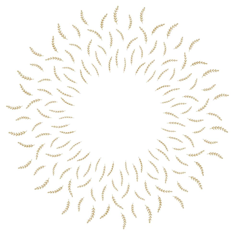 marco vectorial natural. hojas de oro sobre fondo blanco. plantilla para tarjeta de felicitación, invitación, cartel vector