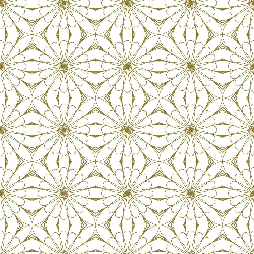 Mandala flower seamless pattern vector. A symmetrical round gold ornament. Can be used for design of fabric, covers, wallpapers, tiles. vector