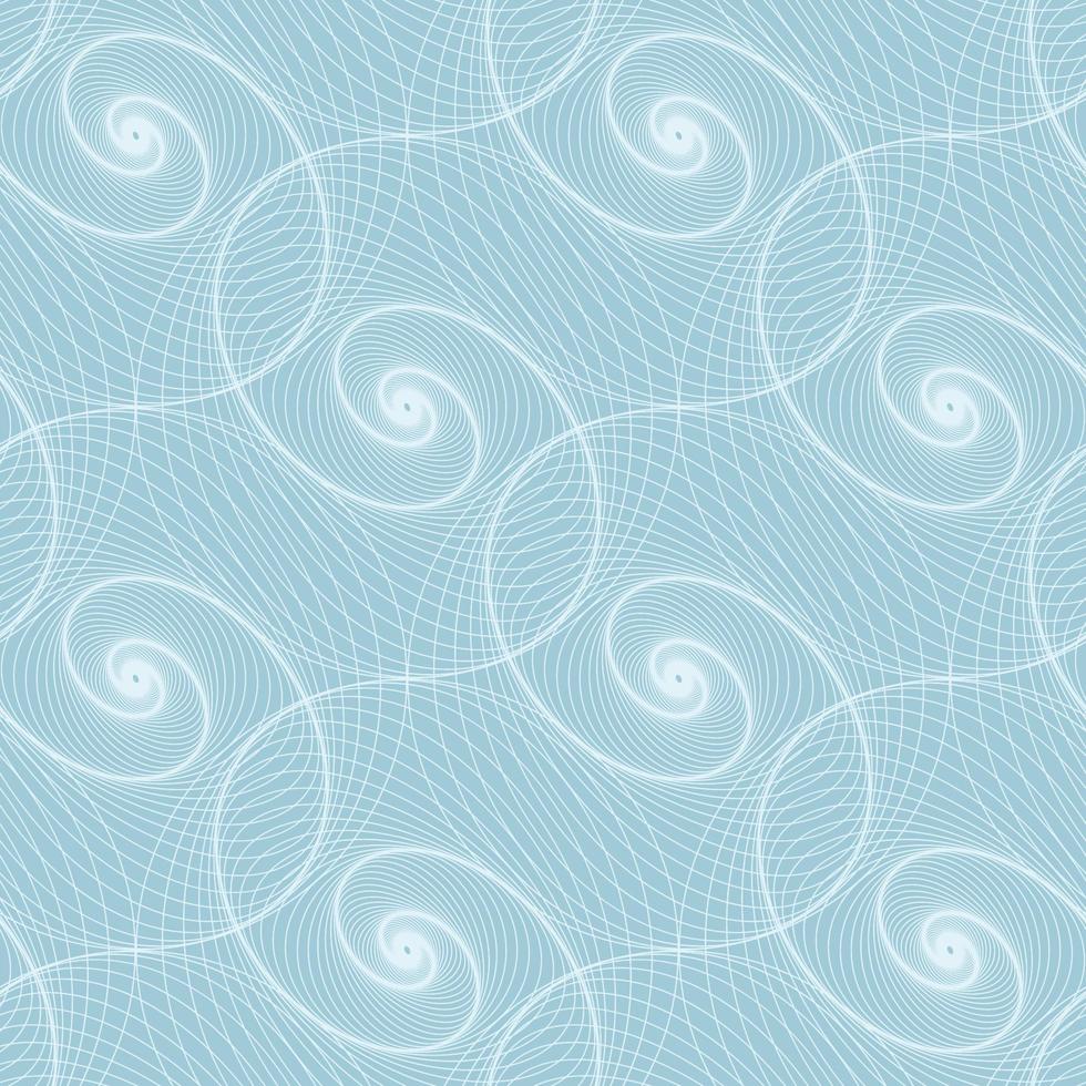 Seamless tile with linear spirals balls in blue. Can be used for cover, advertising, wallpaper, tiles, packaging. vector