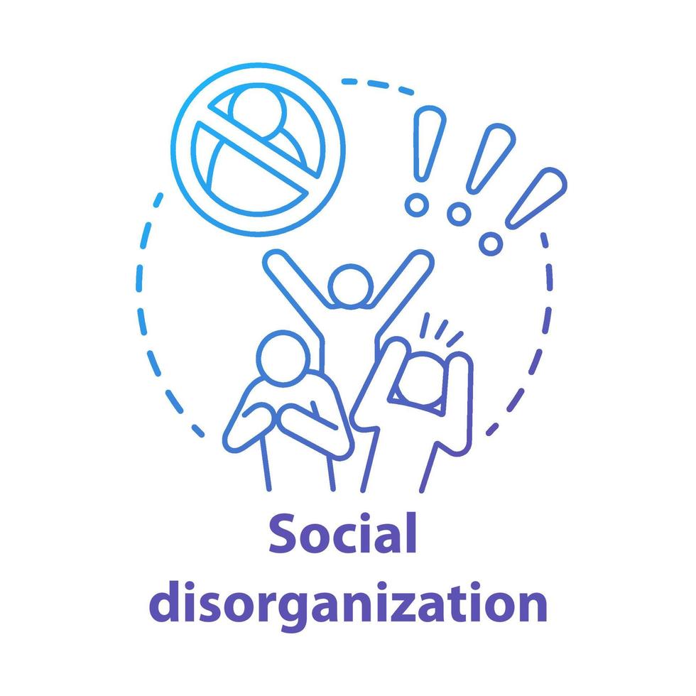 Social disorganization concept icon. Behavioral problems thin line illustration. Crimes against humanity, discrimination. Social conflicts, bullying. Vector isolated outline drawin