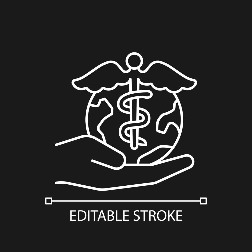 Desire to help future generations white linear icon for dark theme. Effective drug development. Thin line customizable illustration. Isolated vector contour symbol for night mode. Editable stroke