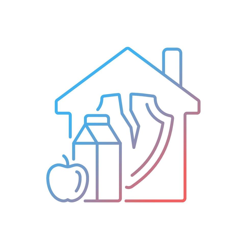Food insecurity gradient linear vector icon. Poverty and climate change are causes of meal insecurity. Thin line color symbol. Modern style pictogram. Vector isolated outline drawing