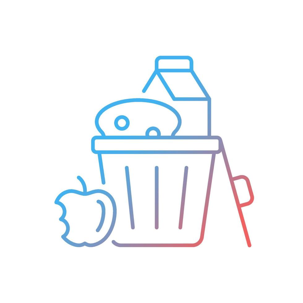 Food misuse gradient linear vector icon. Excessive nutrition and addictive overeating. Food imbalance in world. Thin line color symbol. Modern style pictogram. Vector isolated outline drawing