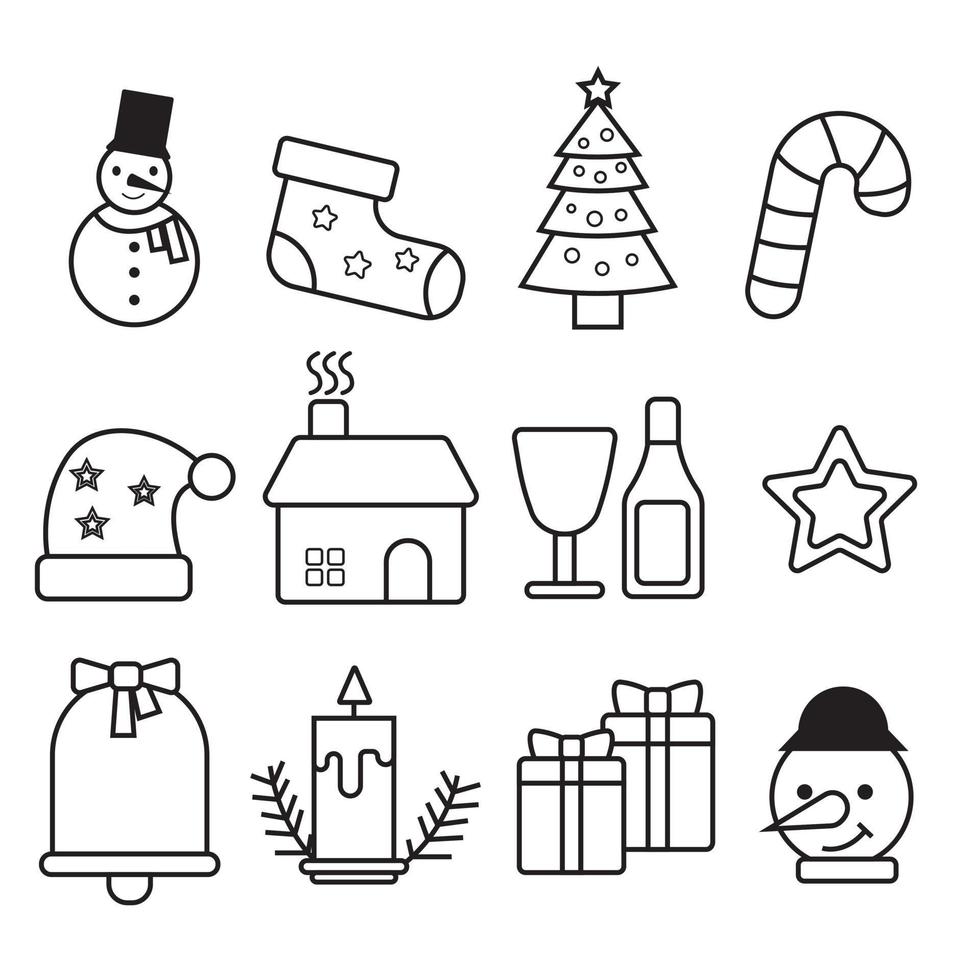 iconos planos de navidad, elemento para patrones, tarjetas, pegatinas de aplicaciones, fondo vectorial vector