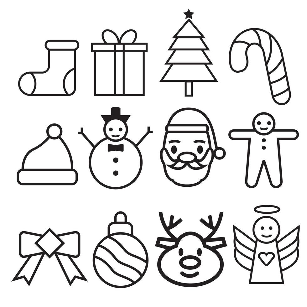 iconos planos de navidad, elemento para patrones, tarjetas, pegatinas de aplicaciones, fondo vectorial vector