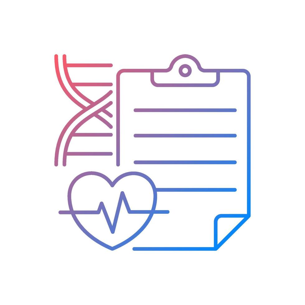 icono de vector lineal de gradiente de resultados de medición. determinación de los resultados de los ensayos clínicos. registrar la eficacia de la investigación. símbolo de color de línea delgada. pictograma de estilo moderno. dibujo de contorno aislado vectorial