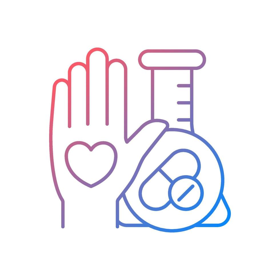 Human volunteer research gradient linear vector icon. Contribute to medical advances. Test investigational drugs. Thin line color symbol. Modern style pictogram. Vector isolated outline drawing