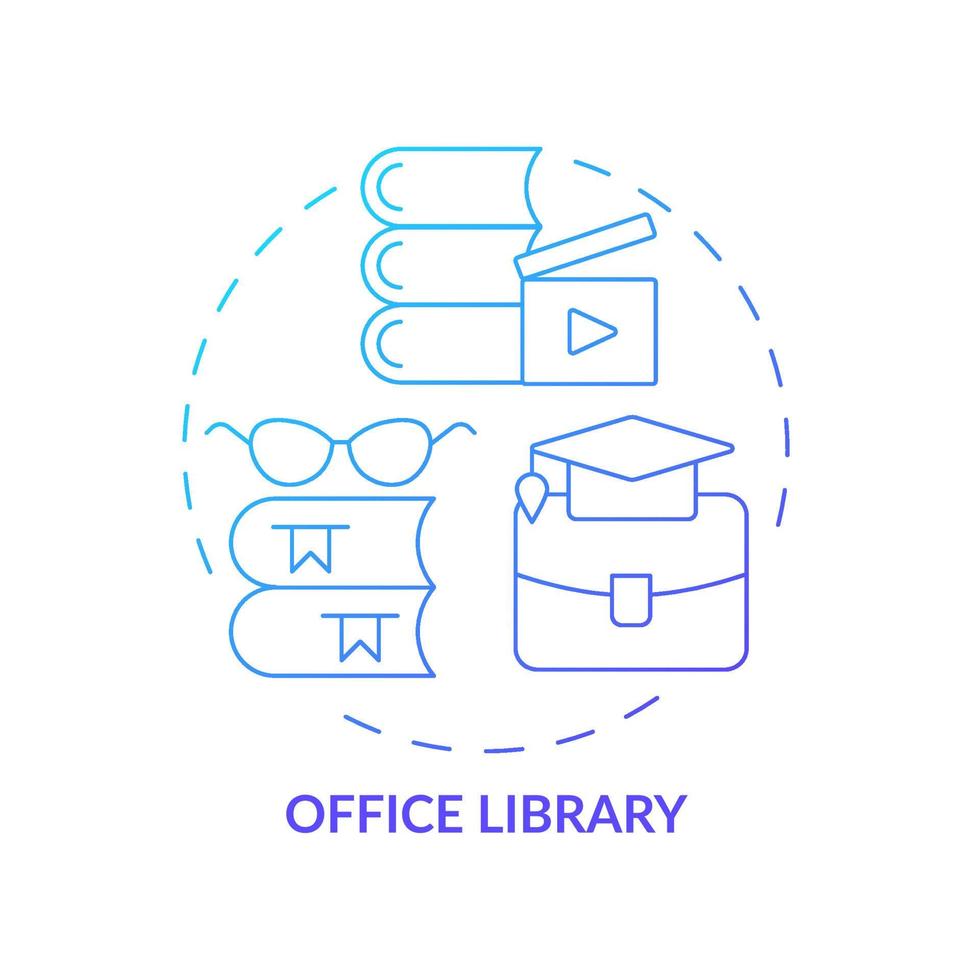 Office literature collection concept icon. Staff book sharing place. Workplace reading zone abstract idea thin line illustration. Isolated outline drawing. Roboto-Medium, Myriad Pro-Bold fonts used vector
