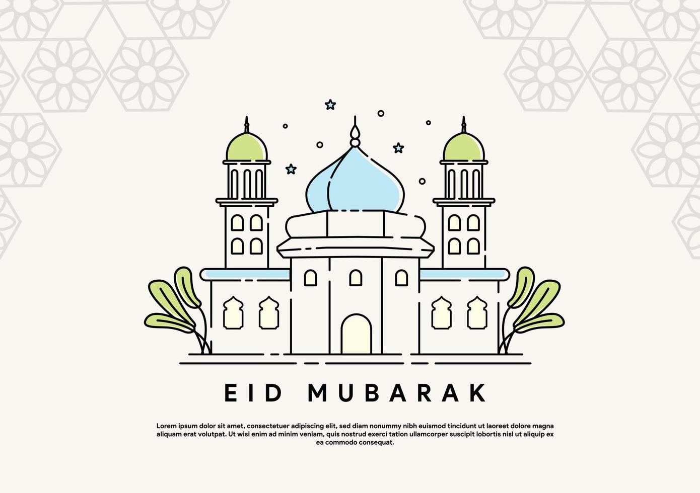 line art mosque logo template ramadan kareem, simple greeting card vector
