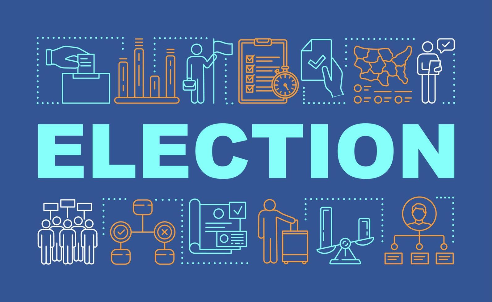 Election word concepts banner. Holding presidential or parliamentary voting. Presentation, website. Citizens ballot. Isolated lettering typography idea with linear icons. Vector outline illustration