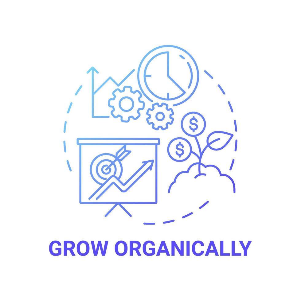 Grow organically blue gradient concept icon. Starting social entrepreneurship abstract idea thin line illustration. Company growth and development. Vector isolated outline color drawing