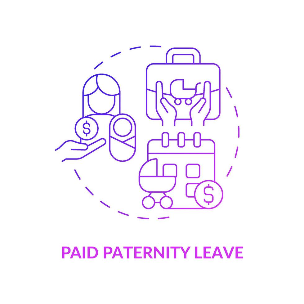 Salaried paternity leave concept icon. Parental vacation. Father child care non work time abstract idea thin line illustration. Isolated outline drawing. Roboto-Medium, Myriad Pro-Bold fonts used vector