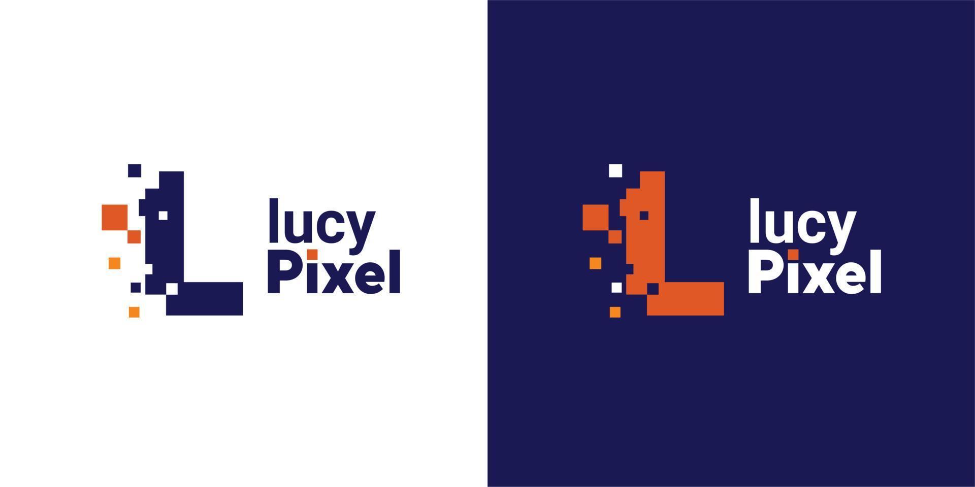 logotipo de letra l de punto minimalista. l letra píxel marca digital 8 bits vector