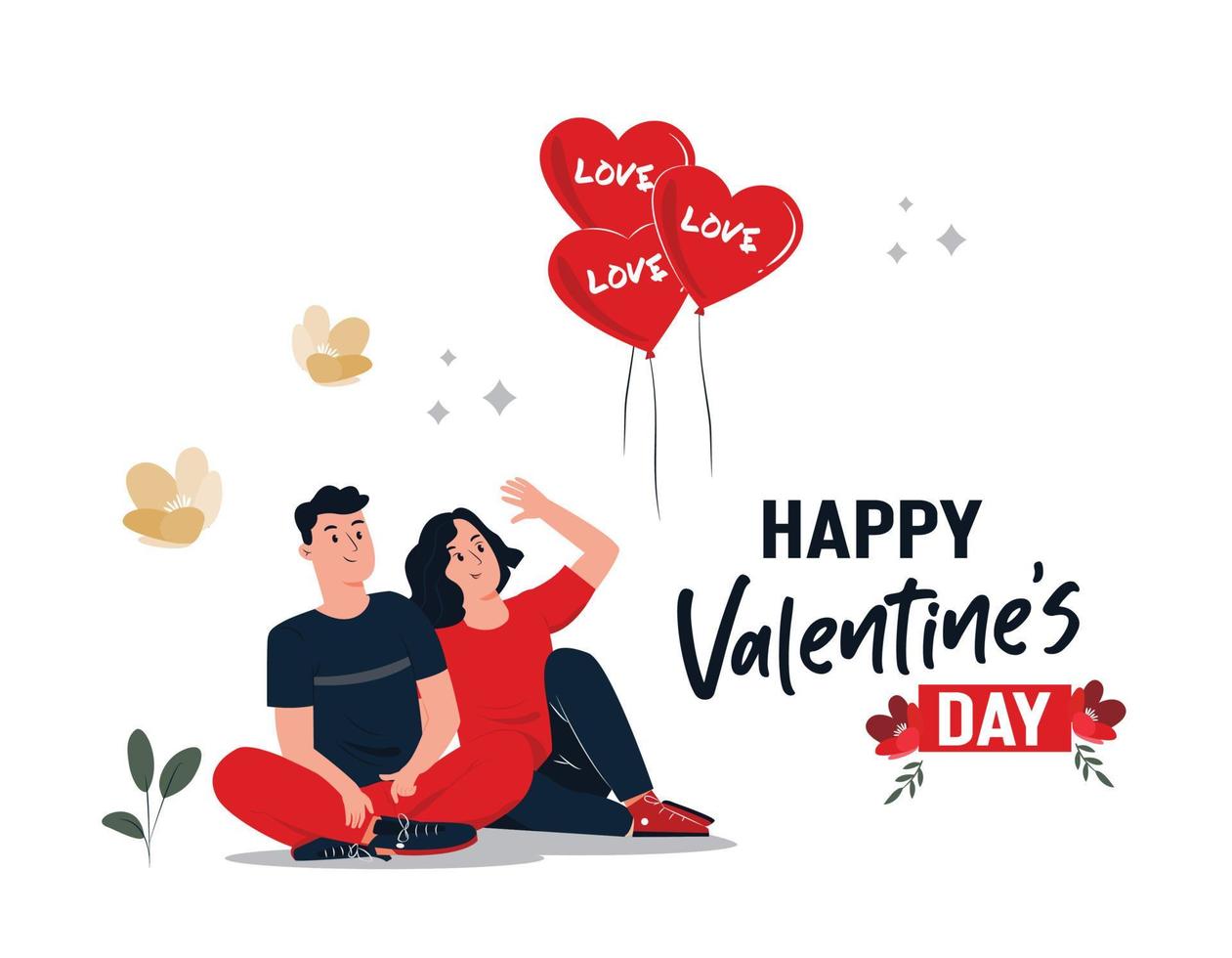 día de san valentín, los amantes comparten la felicidad por el mundo. vector