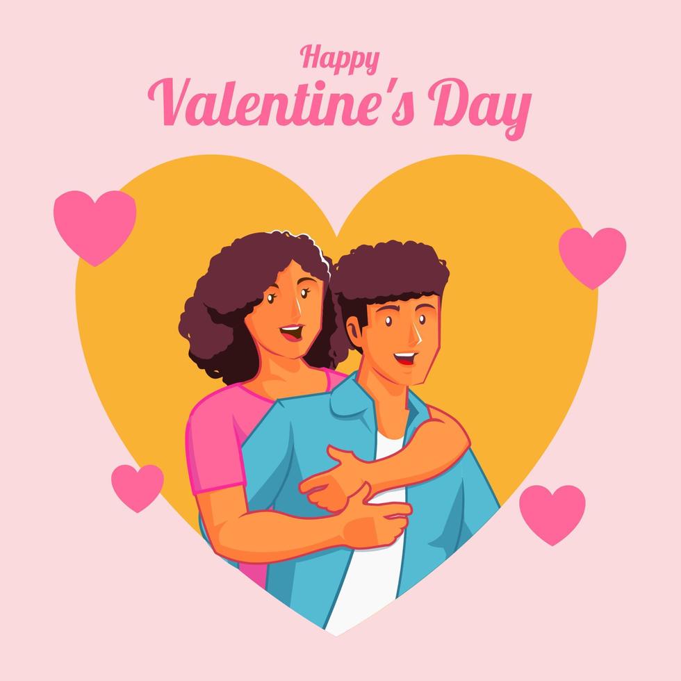 feliz pareja negra celebrando el día de san valentín vector