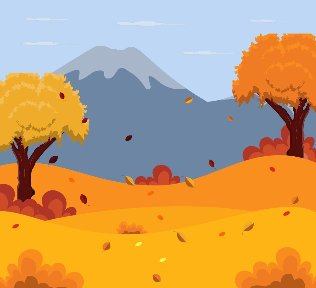 Autumn landscape background with mountain vector