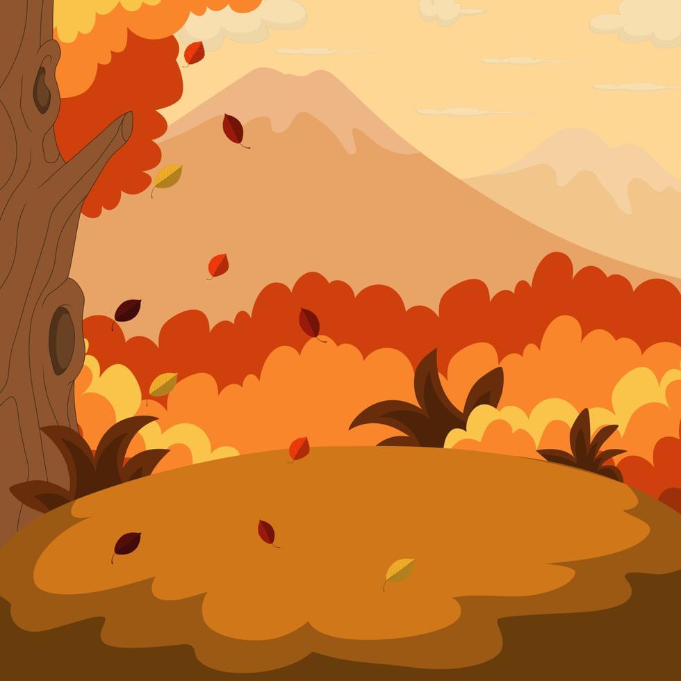 Autumn landscape background with mountain vector