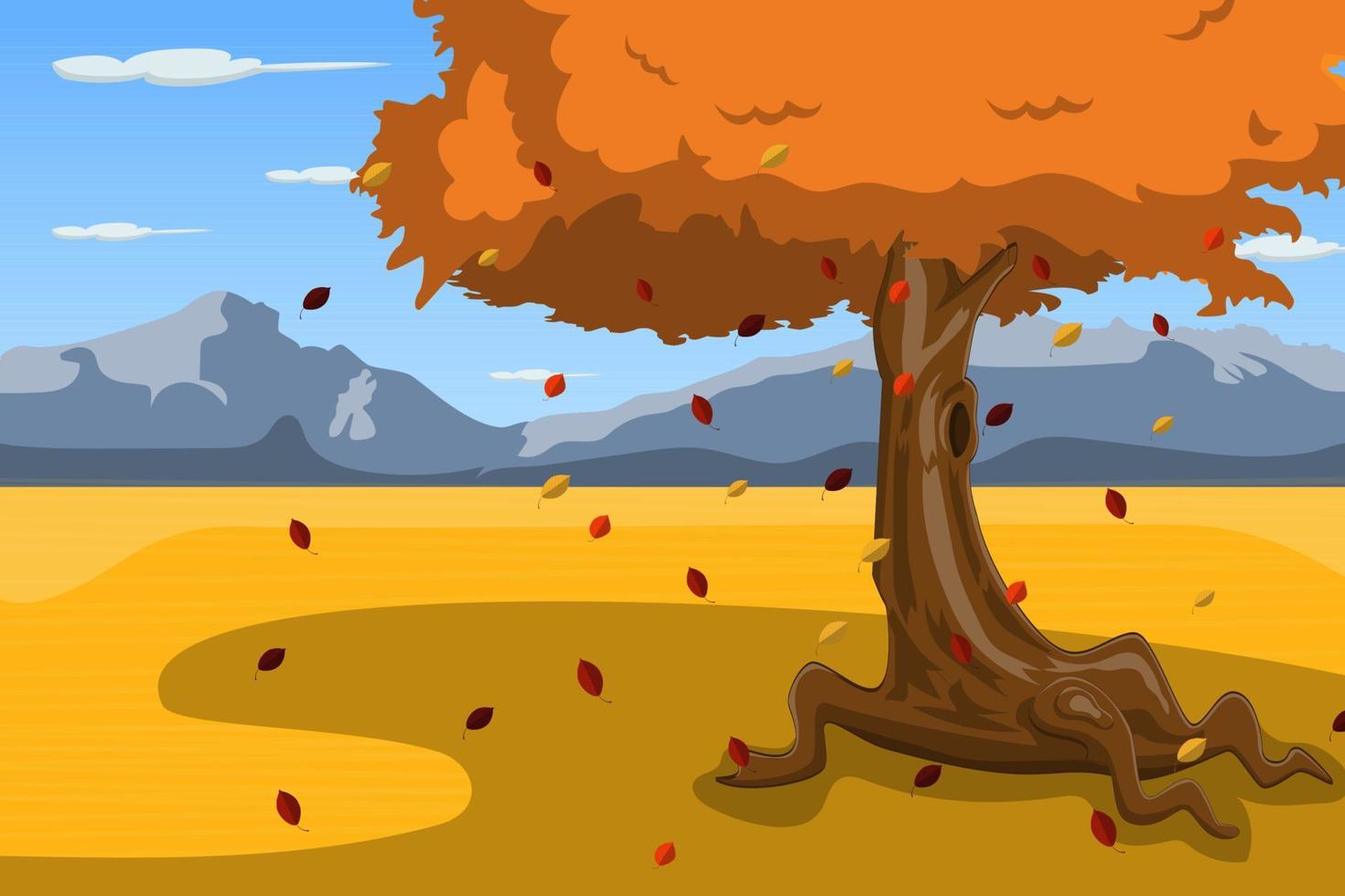 fondo de paisaje de otoño con árbol vector