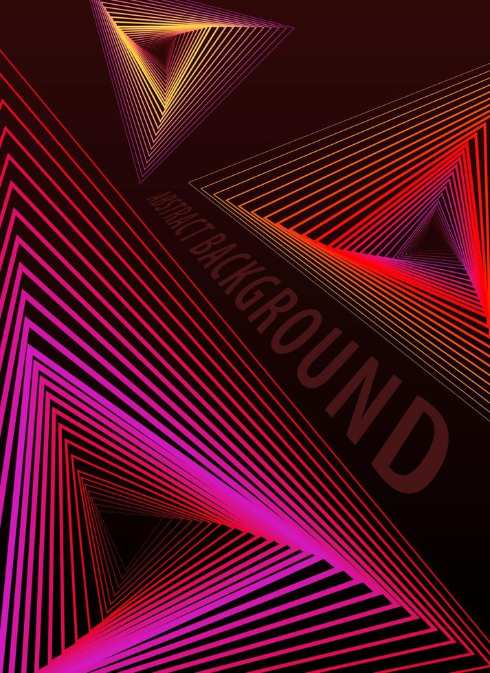 Abstract background poster template colorful. Editable stroke triangle shape lines blend red pink yellow. Vector illustration.