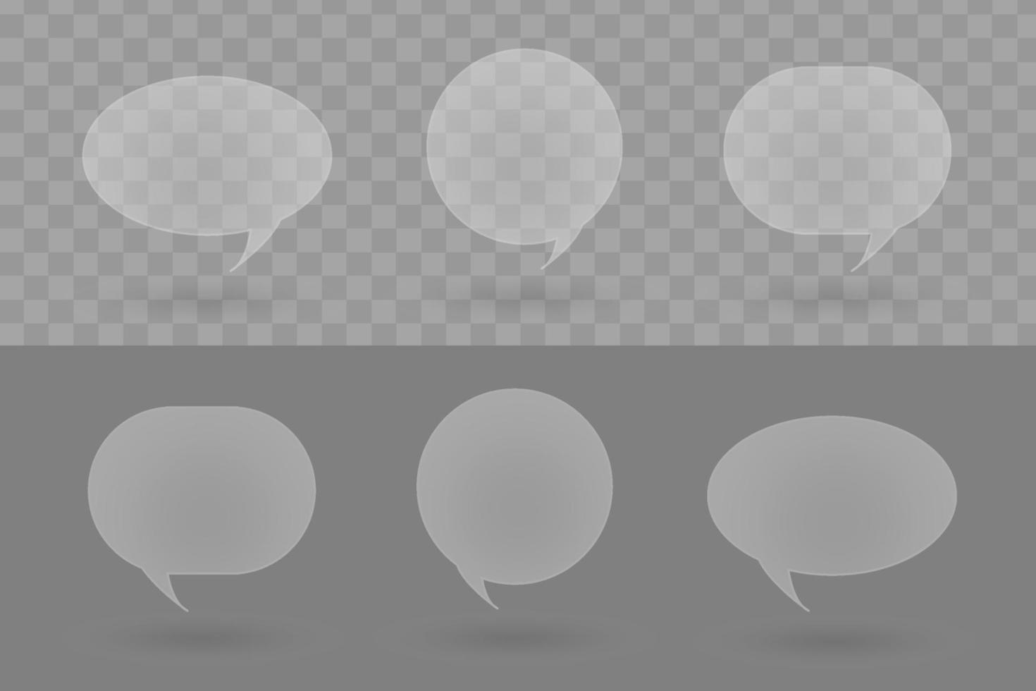 Bubble chat icon collection. transparent glass blur concept. gray background. vector