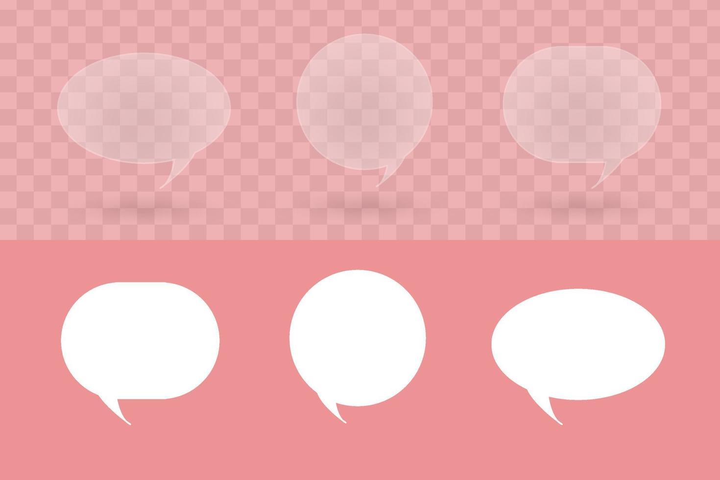 Bubble chat icon collection. white concept and transparent blur. pink background vector