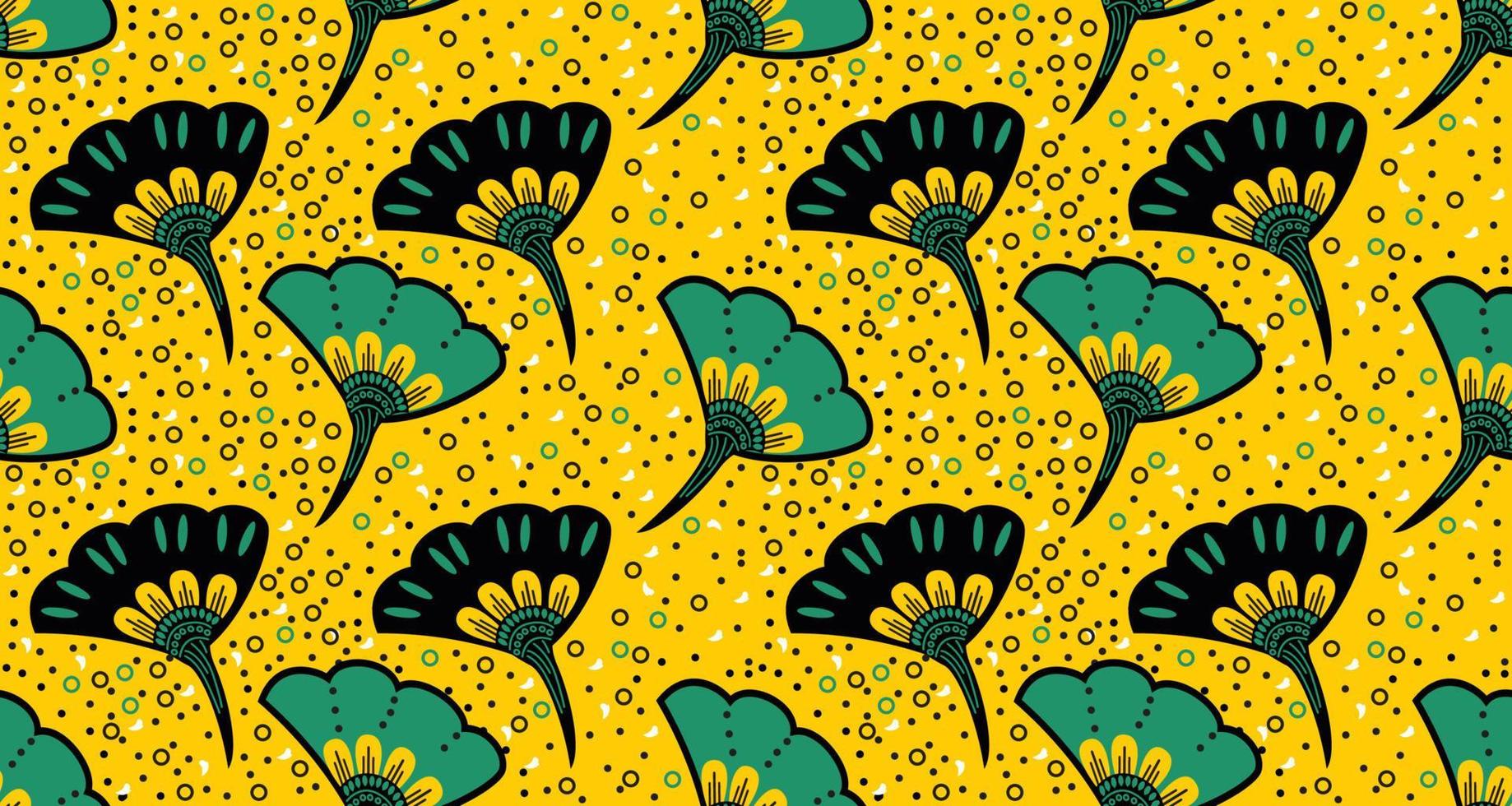 Ethnic abstract fabric. Seamless pattern in tribal, African wax print kitenge floral motifs vector. Aztec geometric art ornament.Design for carpet, wallpaper, clothing, wrapping, fabric, cover, dress vector