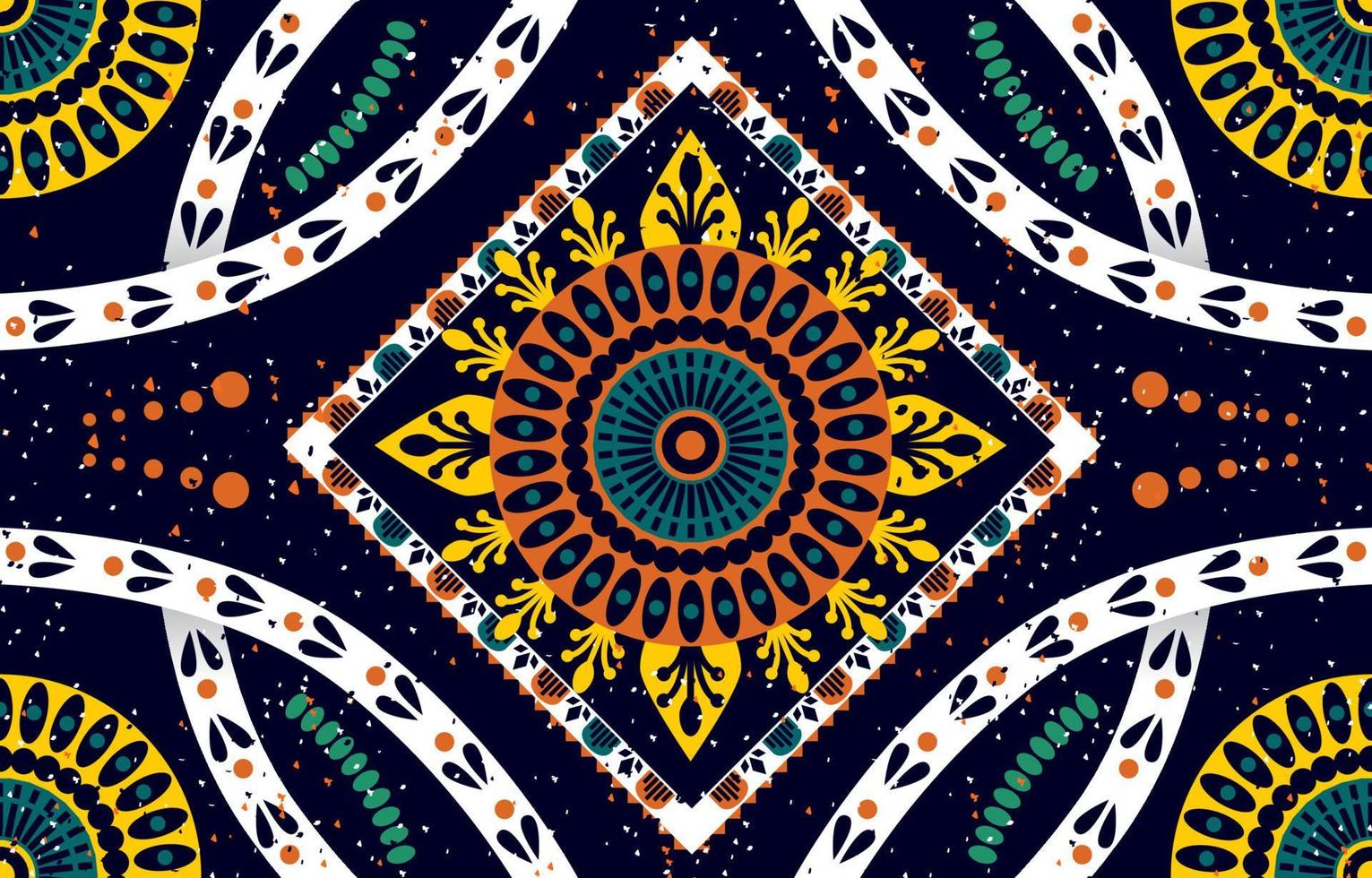 Ethnic abstract fabric. Seamless pattern in tribal, African wax print kitenge floral motifs vector. Aztec geometric art ornament.Design for carpet, wallpaper, clothing, wrapping, fabric, cover, dress vector