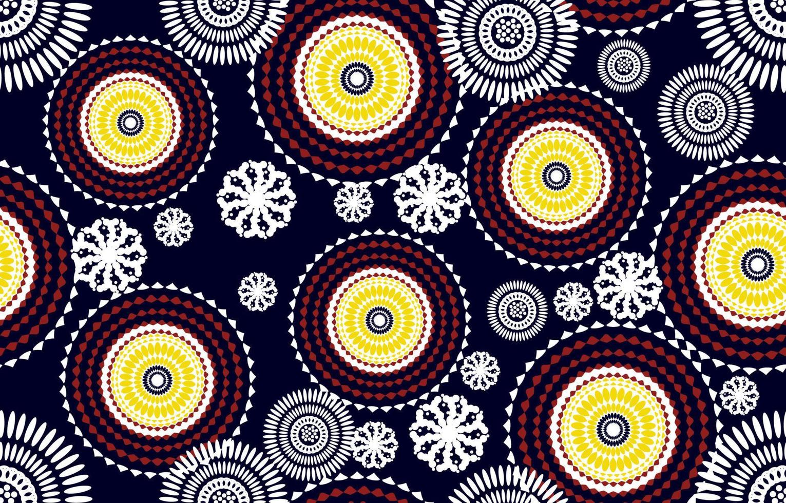 Ethnic abstract fabric. Seamless pattern in tribal, African wax print kitenge floral motifs vector. Aztec geometric art ornament.Design for carpet, wallpaper, clothing, wrapping, fabric, cover, dress vector