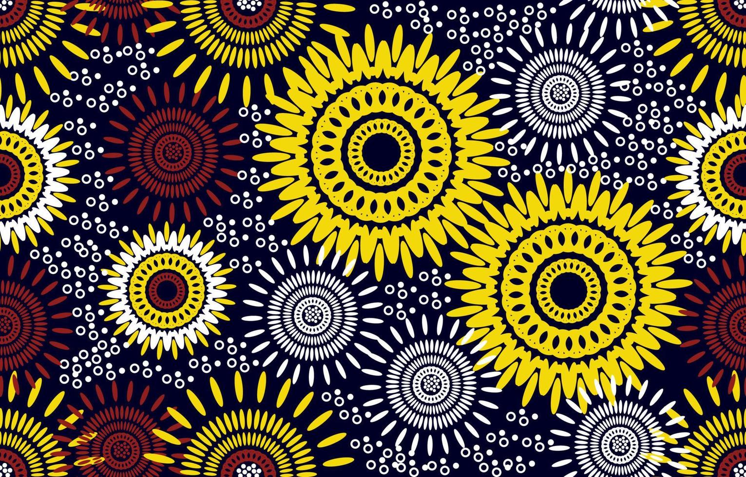 Ethnic abstract fabric. Seamless pattern in tribal, African wax print kitenge floral motifs vector. Aztec geometric art ornament.Design for carpet, wallpaper, clothing, wrapping, fabric, cover, dress vector