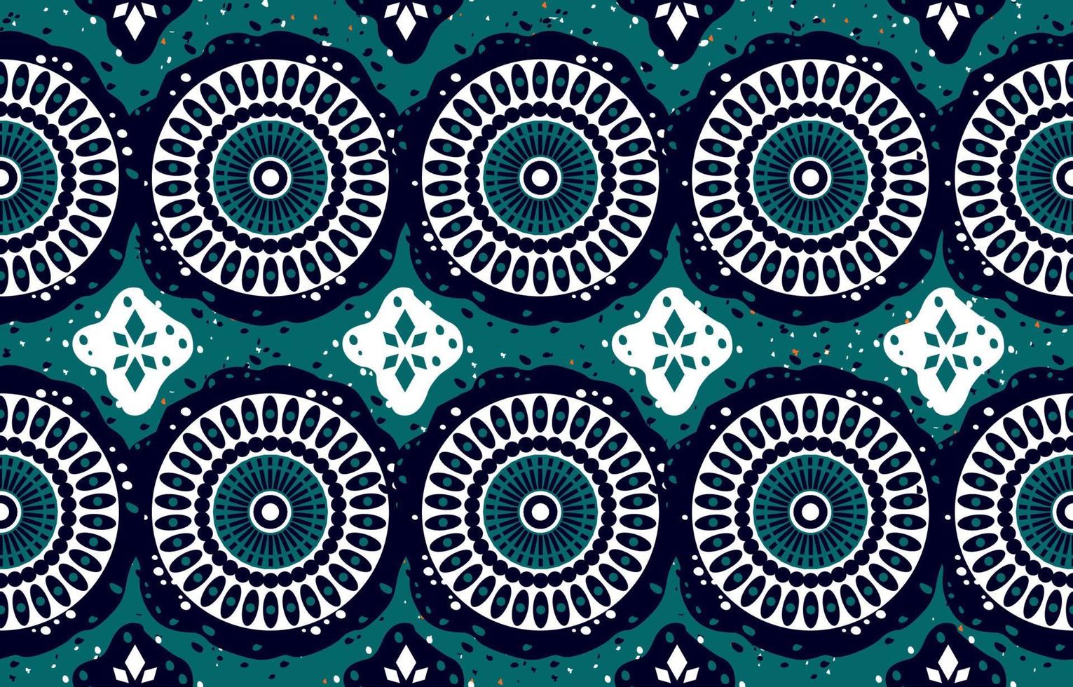 Dark blue Ethnic abstract flower art. Seamless pattern in tribal, folk embroidery, and Indian style. Asian geometric art ornament print. Design for carpet, wallpaper, clothing, wrapping. vector