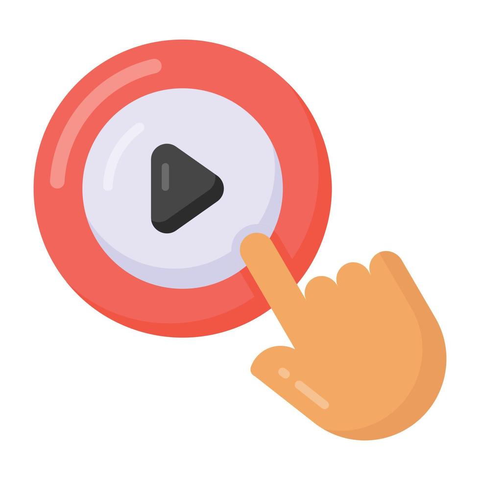 Hand on video sign, concept of play video icon vector