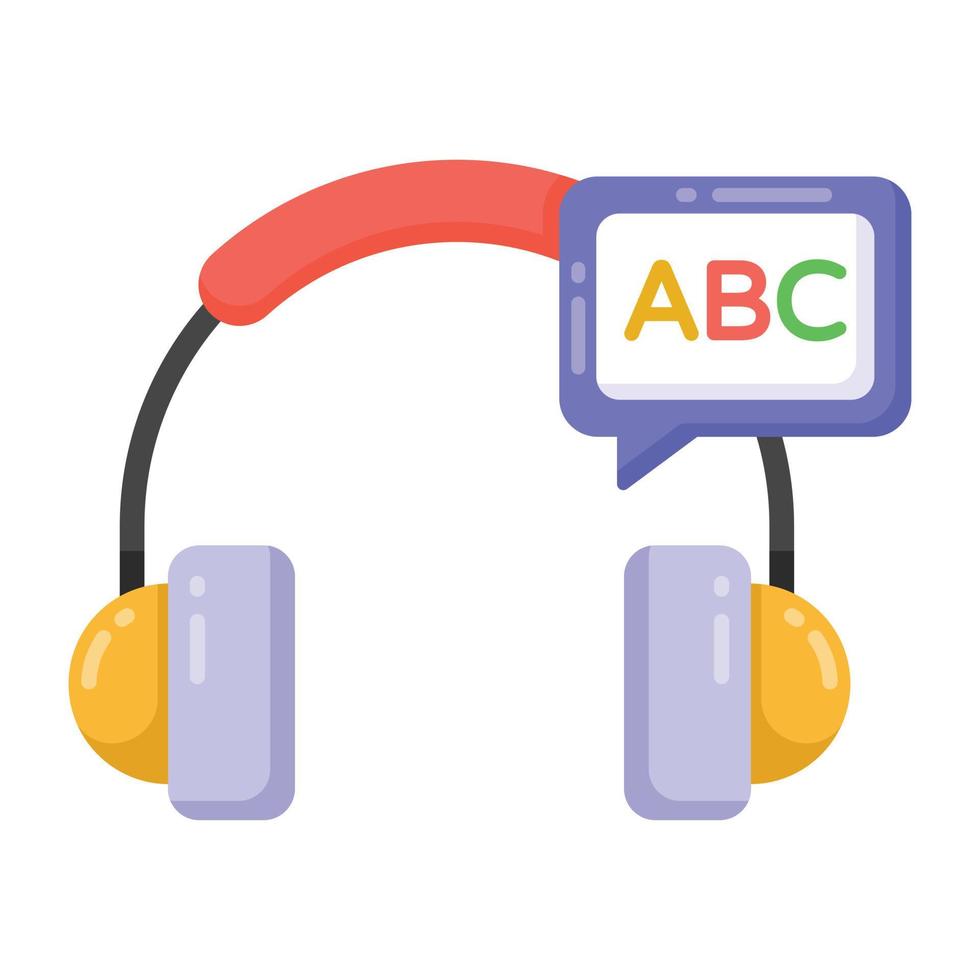 A flat design of audio lesson icon vector