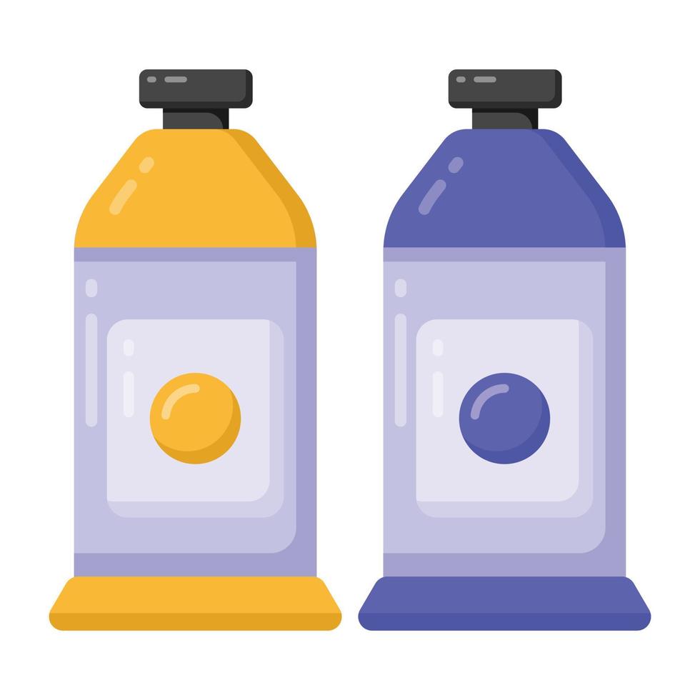 Color tubes in flat style icon, painting equipment vector