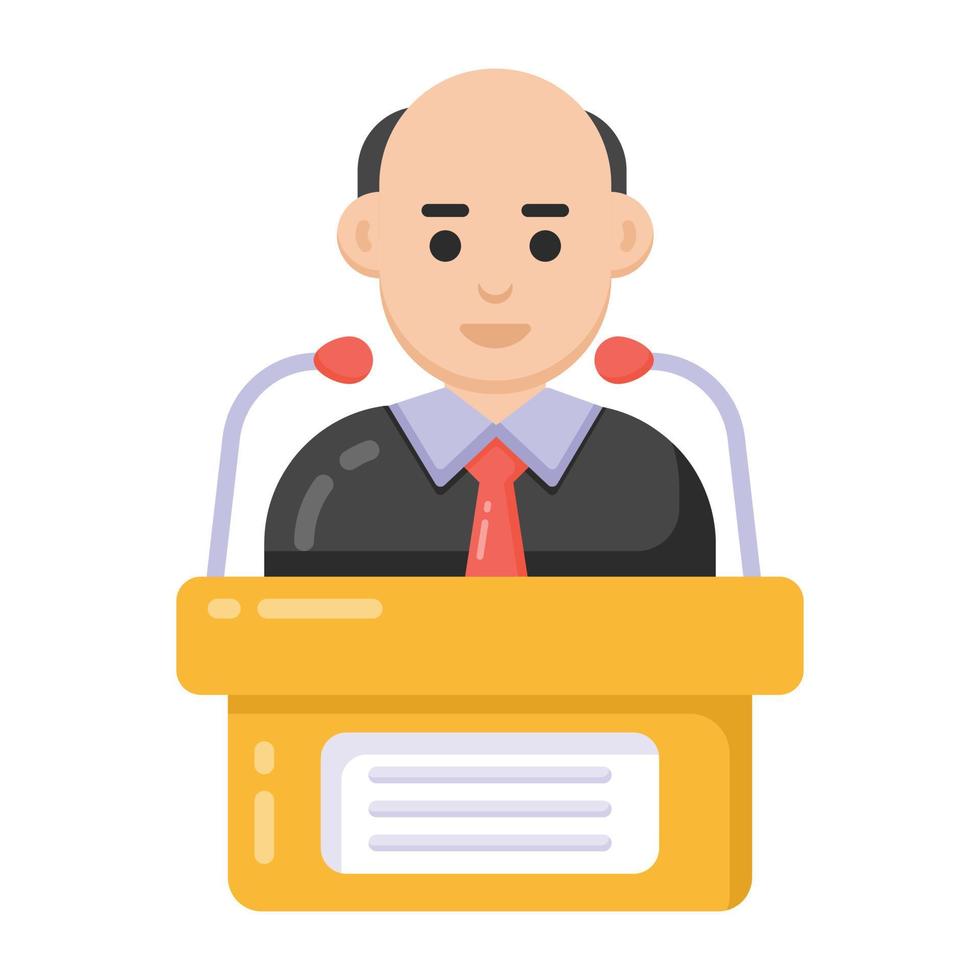 Person with mic denoting flat icon of speech vector