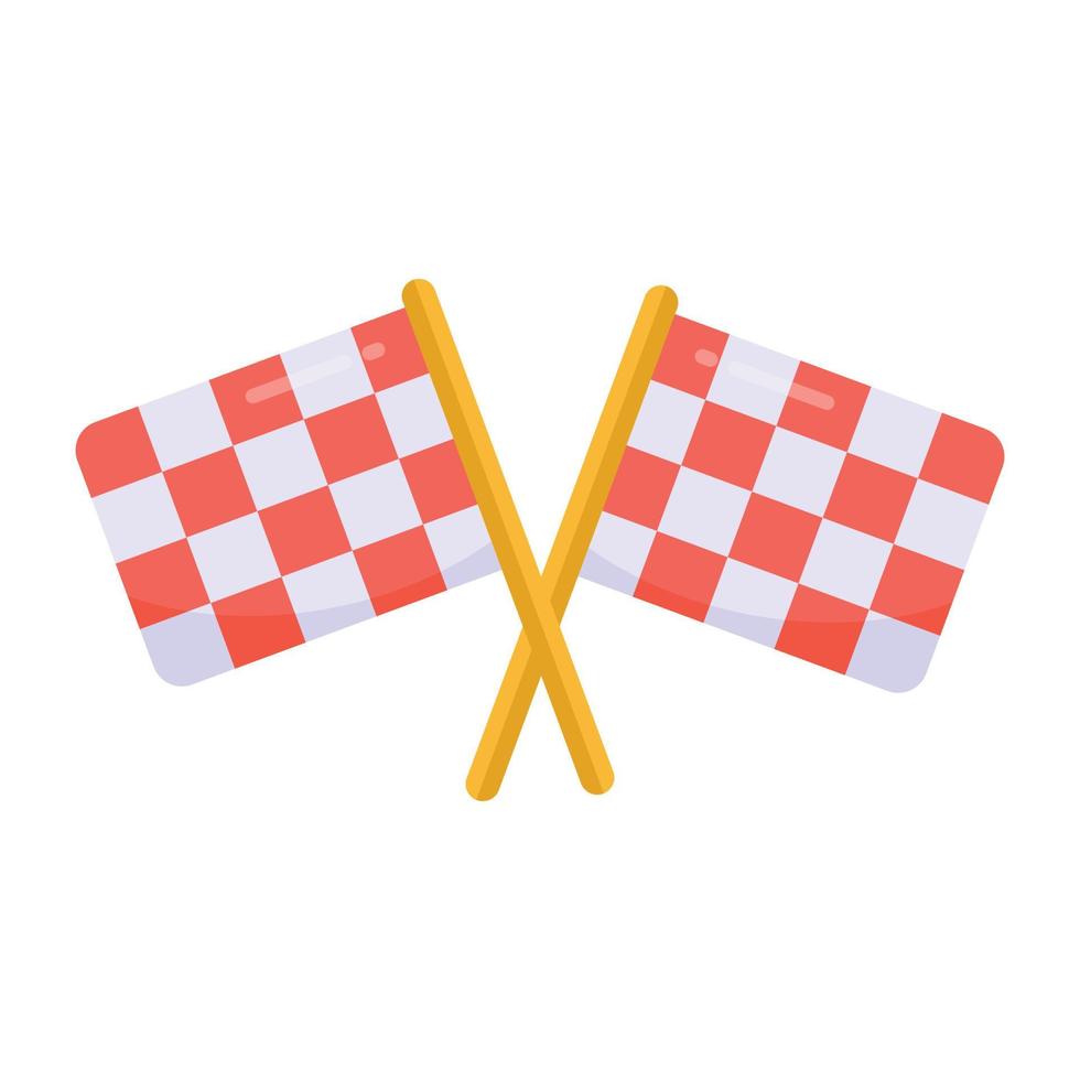 Crossed flags in flat style icon, editable vector