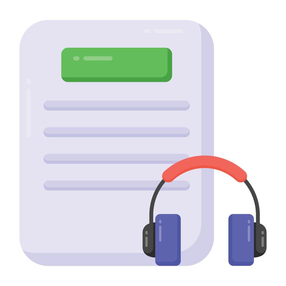 Audio learning in flat style icon, editable vector