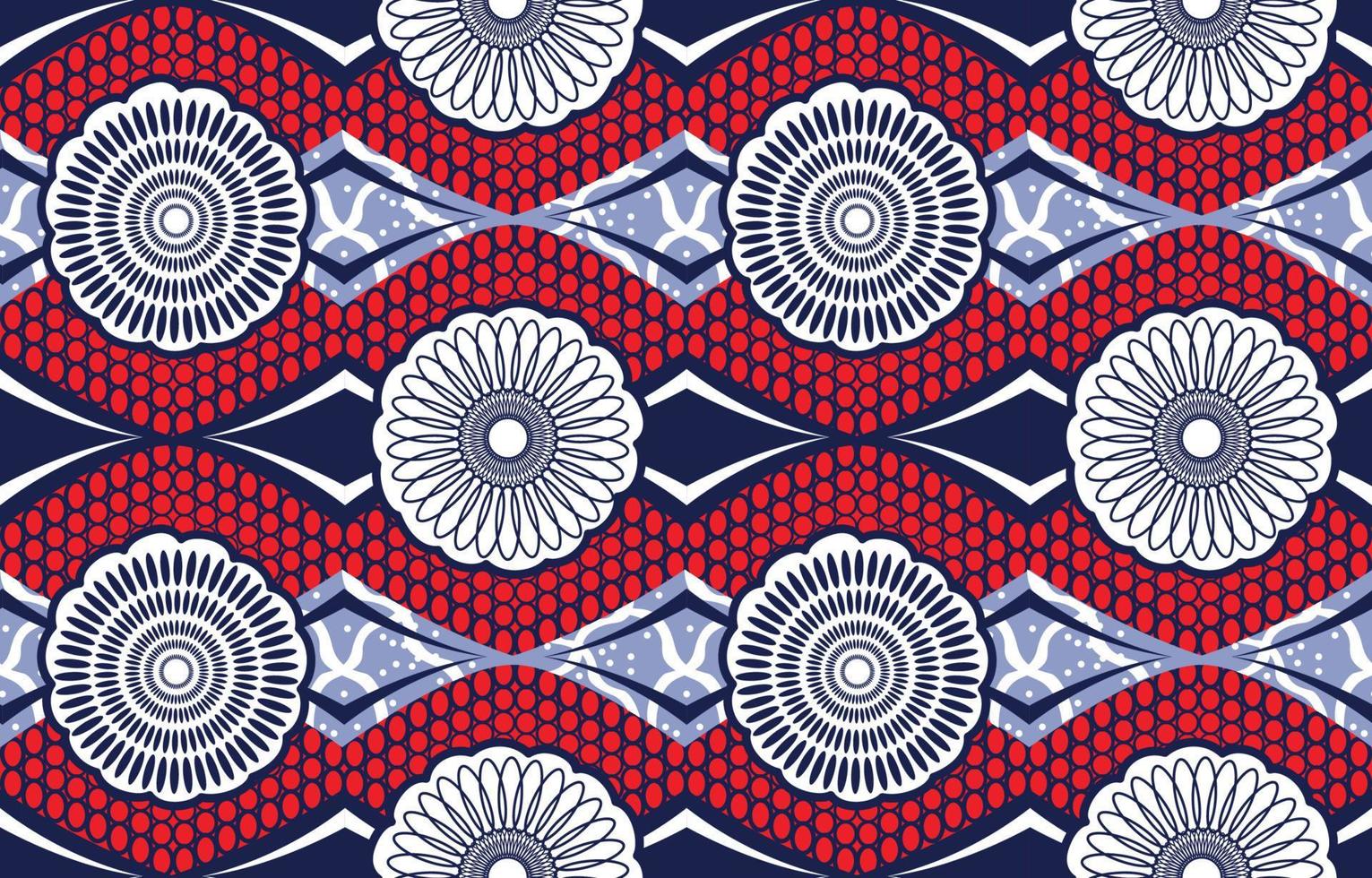 Ethnic abstract fabric. Seamless pattern in tribal, African wax print kitenge floral motifs vector. Aztec geometric art ornament.Design for carpet, wallpaper, clothing, wrapping, fabric, cover, dress vector