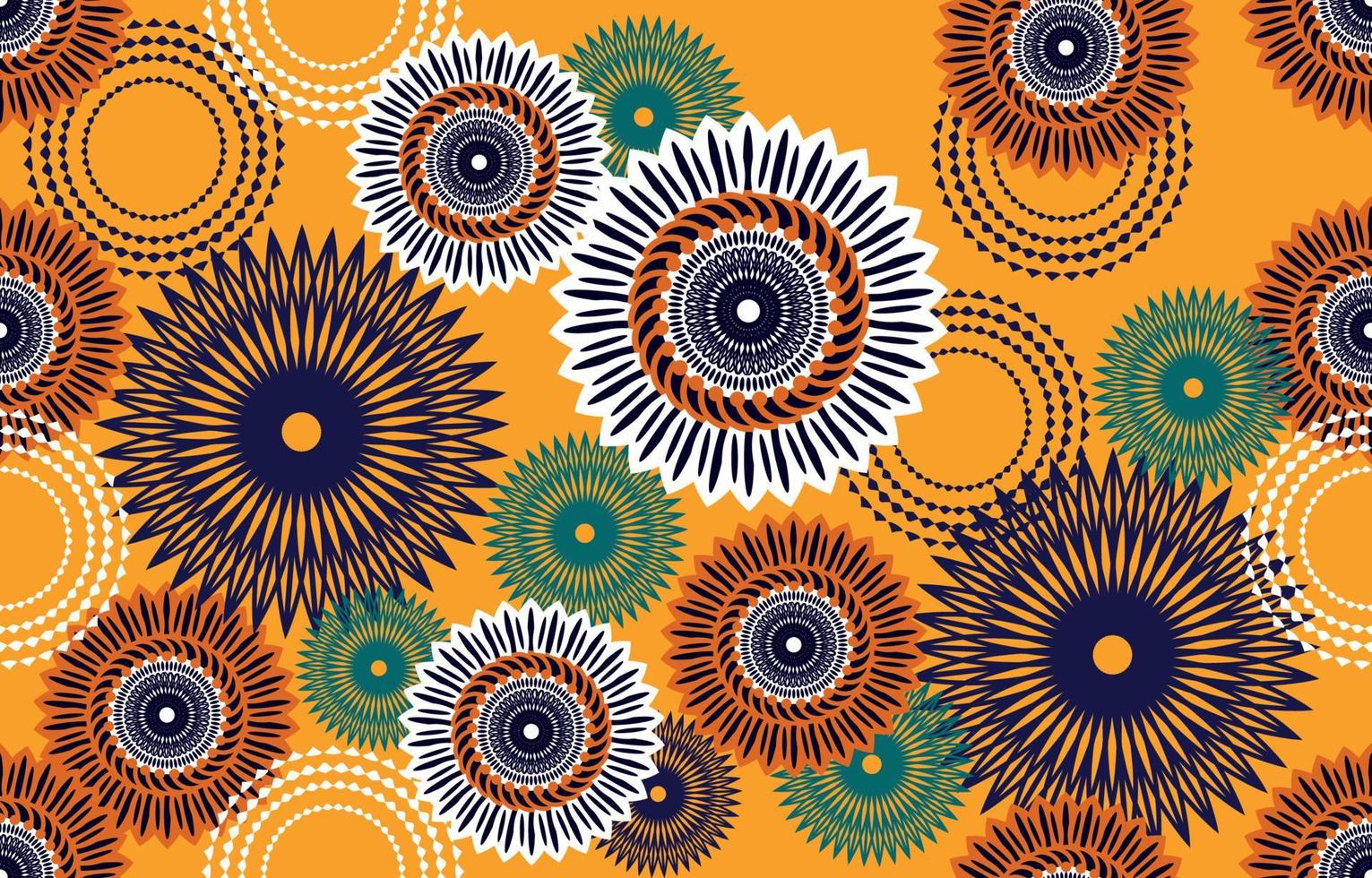 tejido abstracto étnico. patrón sin costuras en vector de motivos florales de kitenge de impresión de cera tribal y africana. adorno de arte geométrico azteca.diseño para alfombra, papel tapiz, ropa, envoltura, tela, cubierta, vestido