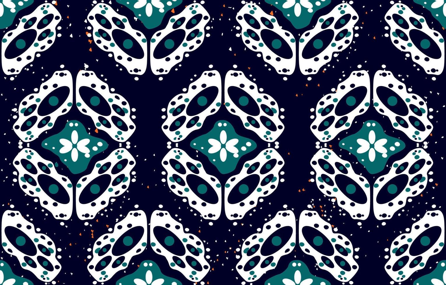 arte floral abstracto étnico azul oscuro. patrón impecable en estilo tribal, bordado folclórico e indio. impresión de adorno de arte geométrico asiático. diseño para alfombras, papel pintado, ropa, envoltura. vector