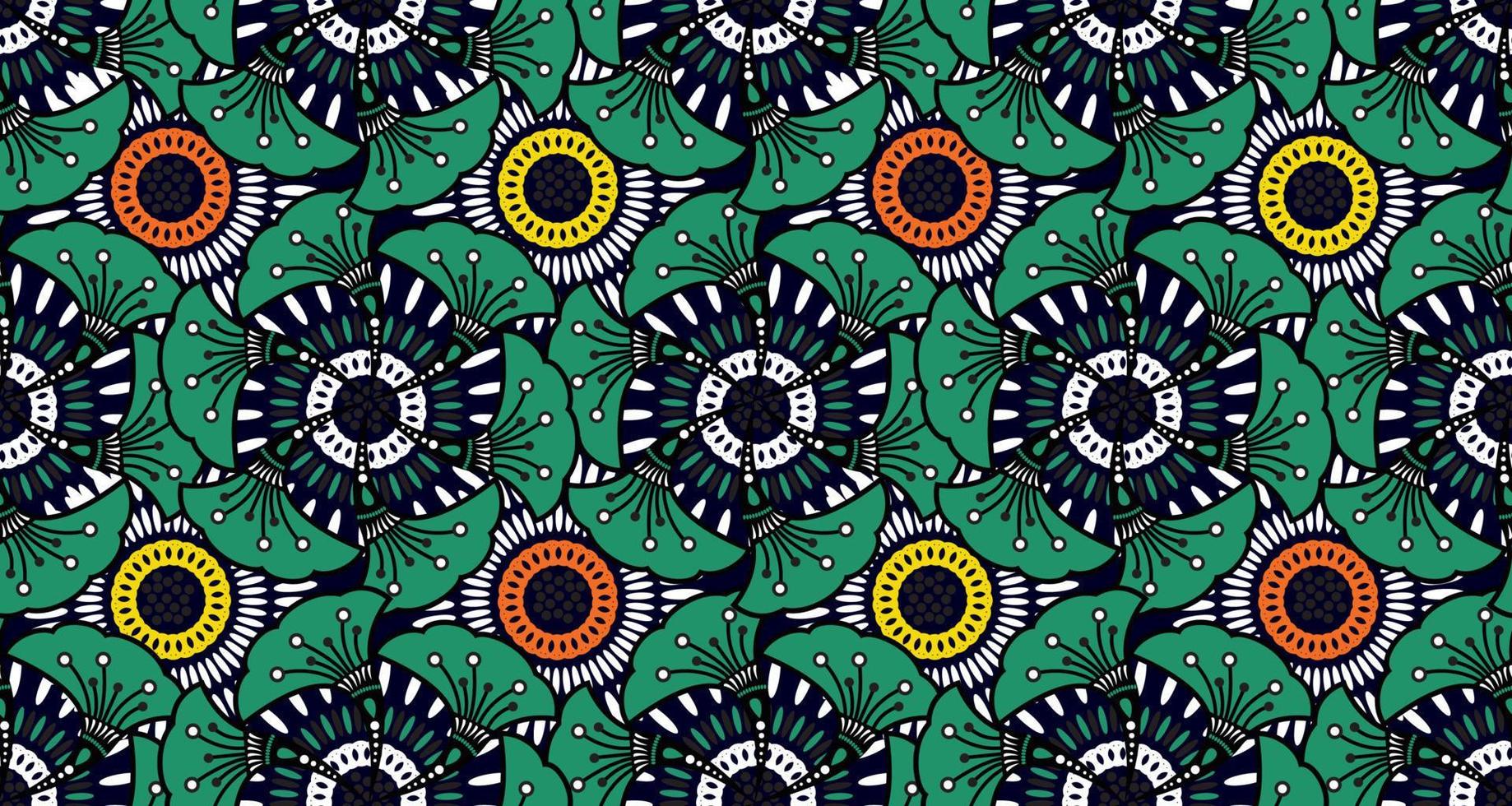 Ethnic abstract fabric. Seamless pattern in tribal, African wax print kitenge floral motifs vector. Aztec geometric art ornament.Design for carpet, wallpaper, clothing, wrapping, fabric, cover, dress vector