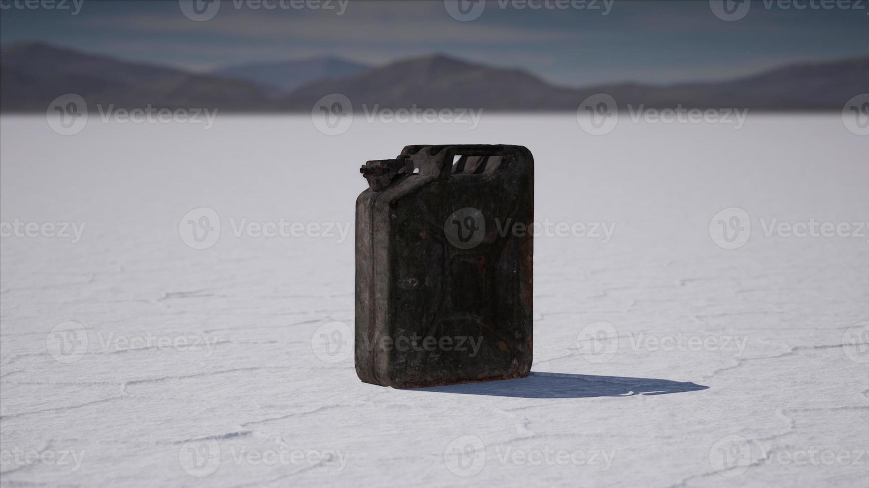 old metal fuel canister at salt flats in Utah photo