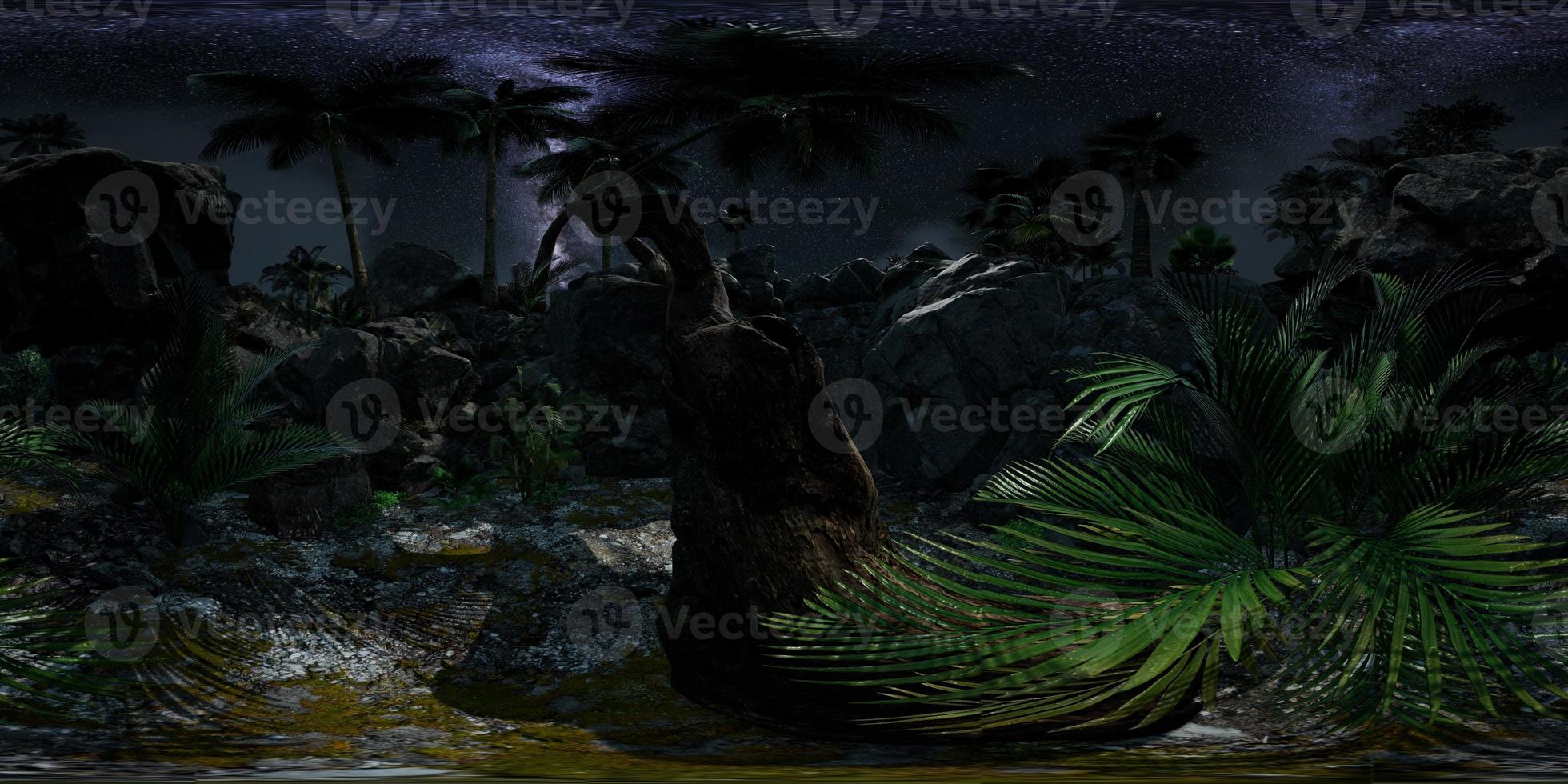 vr 360 camera star trails over sandstone canyon walls and trees. photo