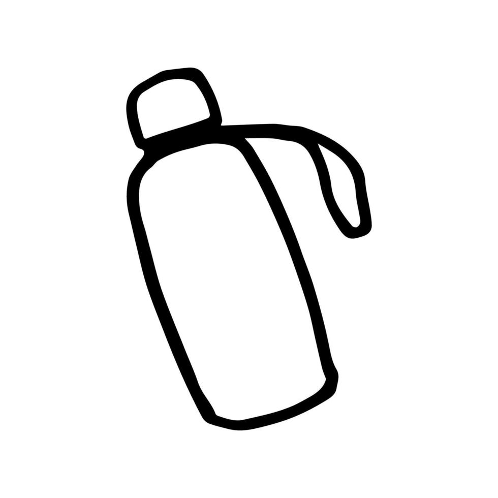 icono de vector de botella termo. signo de matraz de agua. ilustración vectorial en estilo garabato. Aislado en un fondo blanco