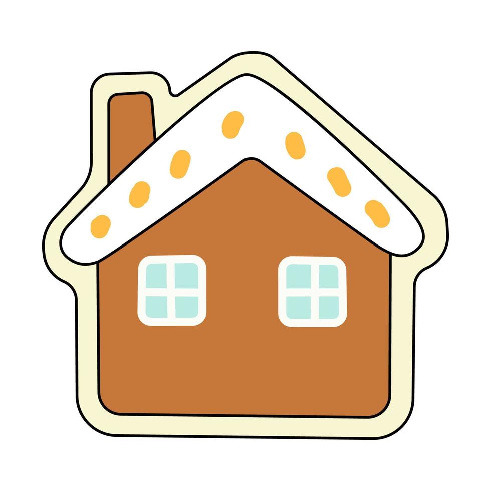 Christmas gingerbread house in cartoon style. Vector illustration isolated on white background
